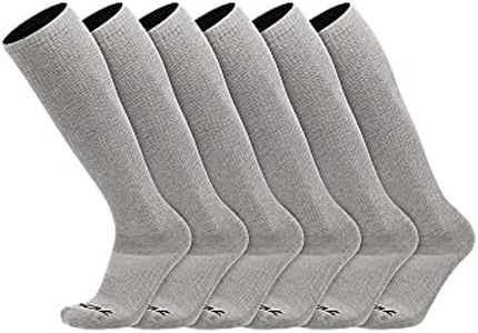 TCK Over the Calf Work Socks 6 Pair Moisture Wicking for Men and Women (Grey, Large)