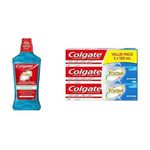 Colgate Total Gum Health Alcohol Free CPC Mouthwash, Clean Mint, 1 L + Colgate Total Whitening Toothpaste, 120 mL, 3 Pack