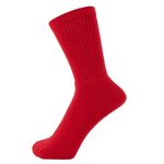 ZAKIRA Finest Combed Cotton Terry Lined Athletic Sports Crew Socks for Men, Women, 6-9 (US), Red