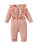 puseky Newborn Infant Baby Girls Clothes Ruffled Romper Jumpsuit Playsuit Cute Baby Girls Clothes for 3-6 Months Pink