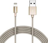 Crave Apple MFI Certified Lightning to USB Cable - Premium Nylon Braided Cable 4 FT - Gold