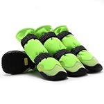 Dog Shoes, BESUNTEK Pet Dog Boots for Medium Large Dogs, Waterproof Rainproof Dog Paw Protectors with Anti-Slip Rubber Soles and Reflective Straps for Indoor and Outdoor Hiking and Running (Green, 8)