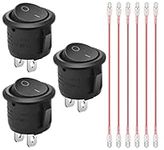 Profiwoab Rocker Switch,3 pcs ON-OFF with 6 Wires,Round, Black, 10A/125V, 6A/250V for Electrical Products