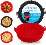 INOVERA 2 Pcs Silicone Air Fryer Liners | Non Stick Reusable Heat Resistant | Cooking Oven Insert Accessories | Baking Tray with Handles (Black and Red)