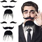 OJYUDD Self Adhesive Fake Eyebrows Beard,2 PCS Costume Facial Hair,Halloween Moustache Kit,Disguise Decoration for Masquerade Costume Party (Black)