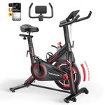 Toputure Exercise Bike, Magnetic Stationary Bike for Home with APP, Indoor Cycling Bike with Comfortable Seat, LCD Display, 330LBS Weight Capacity, Silent Belt Drive for Home Cardio Workout Training