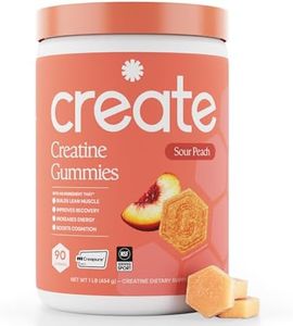 Create Creatine Monohydrate Gummies for Men & Women | 1.5g Creatine per Gummy for Muscle Strength, Endurance, Recovery, & Focus | Vegan, Non-GMO, Gluten-Free | Premium Sour Peach Flavor | 90 Count