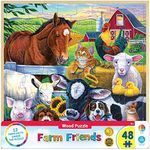 Masterpieces 48 Piece Fun Facts Jigsaw Puzzle for Kids - Farm Friends Wood Puzzle - 12"x12"