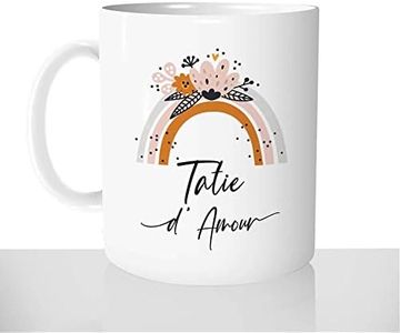 Mug-Cadeau Tatie d'Amour - Tasse Café Idée Cadeau Original Coeur Tante Tata Famille Arc en Ciel Femme - Noël Anniversaire