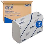 Scott Essential Hand Towels 6603 - Narrow-Fold Paper Hand Towels - 12 Clips x 220 White Paper Towels (2,640 Total)