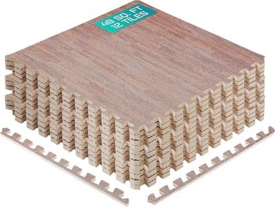 Yes4All EVA Interlocking Mats, Puzzle Floor Tiles, Foam Floor Padding with Border for Furniture, Home Space, Living Room, Garage - Dark Oak Wood, 4.46 m2