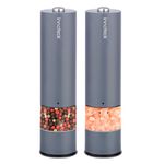 Innoteck Essentials Electric Salt and Pepper Mill Set - Battery-Operated Grey Pepper Mill with Light - One Touch Operation - Salt & Pepper Mills - Adjustable Coarseness - Ceramic Grinder