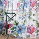 Taisier Home Stylish Living Elegant Abstract Colorful Curtains Printed,Colorful Sheer Curtain Print,Fashion Curtain 72 Inch Lenth for Bedroom(Floral Print Curtain 2 Panels Set)