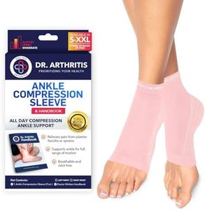 Dr. Arthritis Copper Ankle Sleeve, Lightweight Plantar Fasciitis Socks for Sore Feet & Sprained Ankle Relief, Durable Ankle Braces for Men & Women(Pink, 2XL)