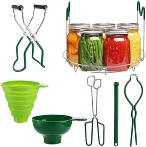 Lawei 8 Pcs Canning Kit, Stainless Steel Canning Supplies Starter Kit, Canning Rack Canning Essentials Tools Set for Mason Jars Home Canning Jars, Kitchen Tool Anti-Scald Clip Suit