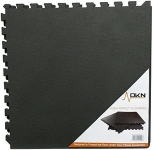 DKN Unisex Adult 6 Piece High Impact Interlocking Floor Protection Mat - Black, 6 X 60cmx60cm