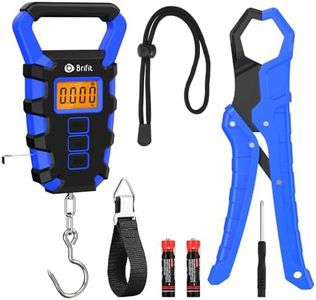 ORIA Fish Scale Digital, Fishing Scale, Fish Scale with Ruler and Fish Gripper, 110lb/50kg Baggage Weighing Scale, Backlit LCD Display (Blue)