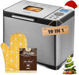 Bread Maker Machines 19-in-1 KITCANIS, 2.2LB Large Bread Machine, Stainless Steel Breadakers with Nonstick Pan, 15H Timer&1H Keep Warm, 650W Sourdough Maker with 3 Crust Shades& Colors (Extra Large)