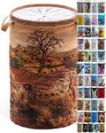 Sanilo Laundry Basket with Lid, Round Storage Container 60 Litres, Foldable Laundry Bin with Handles (Grand Canyon)