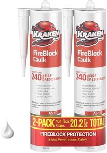 KRAKEN BOND Fire Block Caulk White - (2x10.1 fl.oz.) Paintable Acrylic Sealant, Up to 250F Non-Flammable Heat Resistant Sealant for Chimneys & Fireplaces - 4 Hours of Fire Resistance | 2 Pack