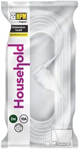 HPM Household Duty Piggy Back Extension Lead White 2m