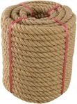 Jute Rope (1 in X 100 ft), 25mm Thick Twisted Manila Ropes, Natural Heavy Duty Hemp Rope for Swing Bed, Crafts, Railing, Tug of War, Landscaping, Gardening, Bundling, Hammock, Home Decorating