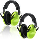 Adjustable Noise Cancelling Ear Muffs for kids, 2 Pack Foldable Noise Reduction Hearing Protection, Lightweight Noise Cancelling Headphones for Sleeping,Studying, Concerts Fireworks Shooting (Green)