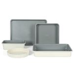 Sur La Table Kitchen Essential Carbon Steel Bakeware Set W/Premium PFA Free Grey Ceramic Nonstick - Linen White Exterior