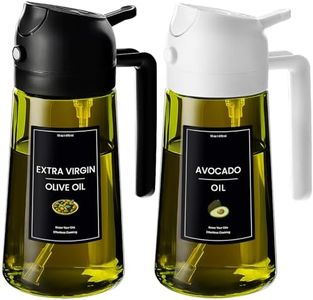 CXINYI - 16oz/470ml Olive Oil Dispenser for Kitchen with Stickers - 2 in 1 Olive Oil Sprayer for Cooking, Air Fryer, and Salad, Black&White (Light-Proof Kitchen Gadget)