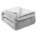 Aspire Homeware Sherpa Fleece Blanket Reversible Bed Throws King Size Blankets for Beds Soft Fluffy Thick Large Travel Blanket Microfiber Sofa Throw (Silver, (200 x 240 cm))