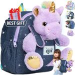 Naturally KIDS Toddler Backpack w Unicorn Toys, 3 Year Old Girl Gifts, 2 Year Old Girl Gifts, Small Kids Backpacks for Grls Boys, Unicorn Purple