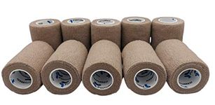 PintoMed – 10 X Beige X 7.5CM X 4.5M - Cohesive Bandage Stretched, Self-Adhesive Flexible Bandages, First Aid Sports Wrap Bandages Pack Individually for Medical, Sports and Veterinary use.