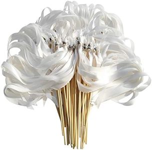 50PCS Ribbon Wands with Triple Ribbon and Silver Bell Party Wand Party Favors Streamers Ribbon Sticks Magic Fairy Wands for Wedding Decors