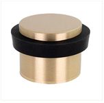 EVI Herrajes, Adhesive Door Stop with Threaded Base, Matte Brass, Black Rubber, Ref I-191/24x19-DUAL-LMT