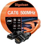 Ethernet Cable 25m, Cat 6/Cat6a High Speed Long Internet LAN Cable, PoE Gigabit 500MHz 10Gbps Patch Cord with RJ45 Connector for Xbox PS5/4 Modem Router-Compatible with Cat5e/Cat 7/Cat 8