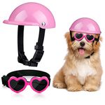 Xuniea 2 Pieces Small Dog Helmet and Goggles Puppy Sunglasses UV Protection PET Helmet with Adjustable Belt Dog Motorcycle Hard