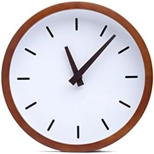 Driini Modern Mid Century Wood Analog Wall Clock - Battery Operated with Silent Sweep Movement - Large, Oversized Wooden Clocks for Bedrooms, Bathroom, Kitchen, Living Room, or Office (16")