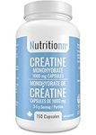 Creatine Capsules - 100% Creatine Monohydrate 1000 mg x 150 Pills (3-5 g Serving) - Made in Canada - Premium Strength and Muscle Growth Supplement by Nutritionn