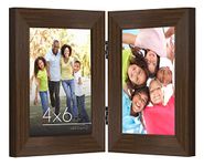 Americanflat Hinged 4x6 Picture Frame in Walnut with Glass Front - Use as Double 4x6 Picture Frames - Stands Vertically on Desktop or Table Top