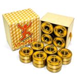 Naivskb Skate Bearings 8mm 16 Pack, Precision 608 Bearings Quad Inline Speed Skates Roller Derby Skateboard Longboard(Sunset Golden)