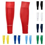 LION SPORTSWEAR Football Sock Sleeves To Accompany Grip Socks - Fits Over Calf/Shin Pads - Variety Of Colours To Match Your Team Kit (Red)