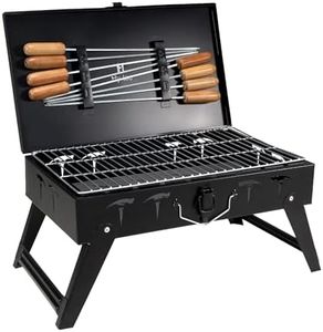 H Hy-tec (Device) Hybb, Traveler Foldable Charcoal Barbeque Grill With 8 Skewers & Charcoal Tray (Stellar Black), Free Standing