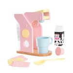 KidKraft Pastel Toy Coffee Maker with Capsules, Accessory for Kids' Kitchen, Wooden Toy Kitchen Appliance Set for Kids, Play Kitchen Accessories, Kids' Toys, 63380