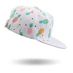 PEECABE Kids Baseball Hat Novelty Flat Brim Toddler Sun Hat Boys Girls Trucker Cap Spring Summer (White Pineapple, 4-8 Years)