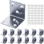 Gorffy Angle Brackets 12 Pcs, L Bracket 40 x 40 x 40 x 1.7mm, Stainless Steel Sleeper Brackets with 72 Screws, Heavy Duty Right Angle Corner Brackets for Wood, Metal Corner Braces for Fixing Timber