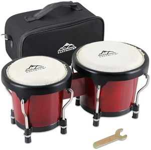 EASTROCK Bongo Drum 4” and 5” Bongos Set for Adults Beginners Professionals Tunable Wood and Metal Drum Percussion Instruments With Tuning Wrench (Red)