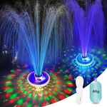 LanBlu Floating Fountain Pool with Underwater Lights, Rechargeable Battery Pool Water Fountain with Anchor, 2 Modes Sprinkler Pool Fountain, Floating Fountain for Pool Pond