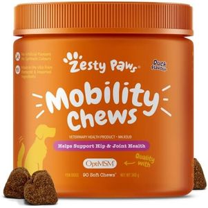 Glucosamine for Dogs Mobility Chews - Premium Hip and Joint Supplement for Dogs with Glucosamine Chondroitin & OptiMSM Supports Dog Arthritis Pain Relief, Duck Flavour 90 Count Zesty Paws