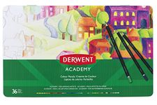 Derwent Academy Colouring Pencils Tin (Set Of 36), Black, Black