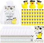 Chunful 24 Sets 2024 Graduation Gifts Resin Graduation Duck Funny Graduation Ducks with Inspirational Congratulation Cards Organza Bags for School Student College Son Daughter Graduation Party